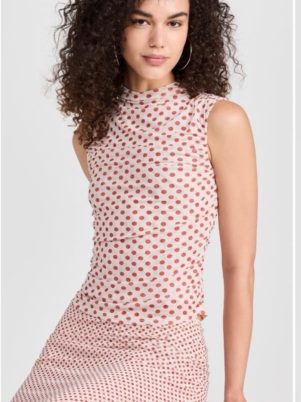 Miaou Mock Neck Polka Dot Tank